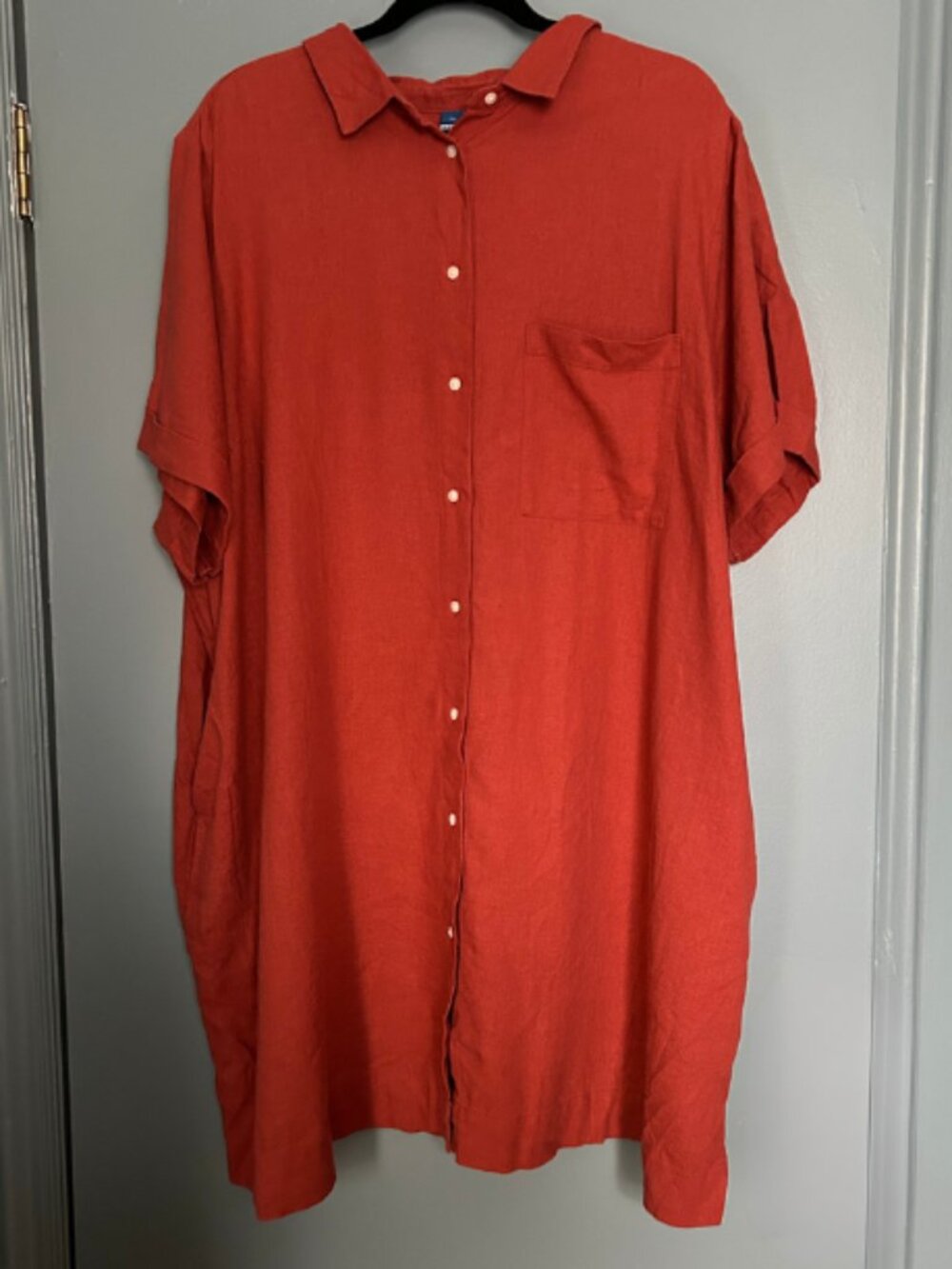 Old Navy Button Front Shirt Dress in Rust